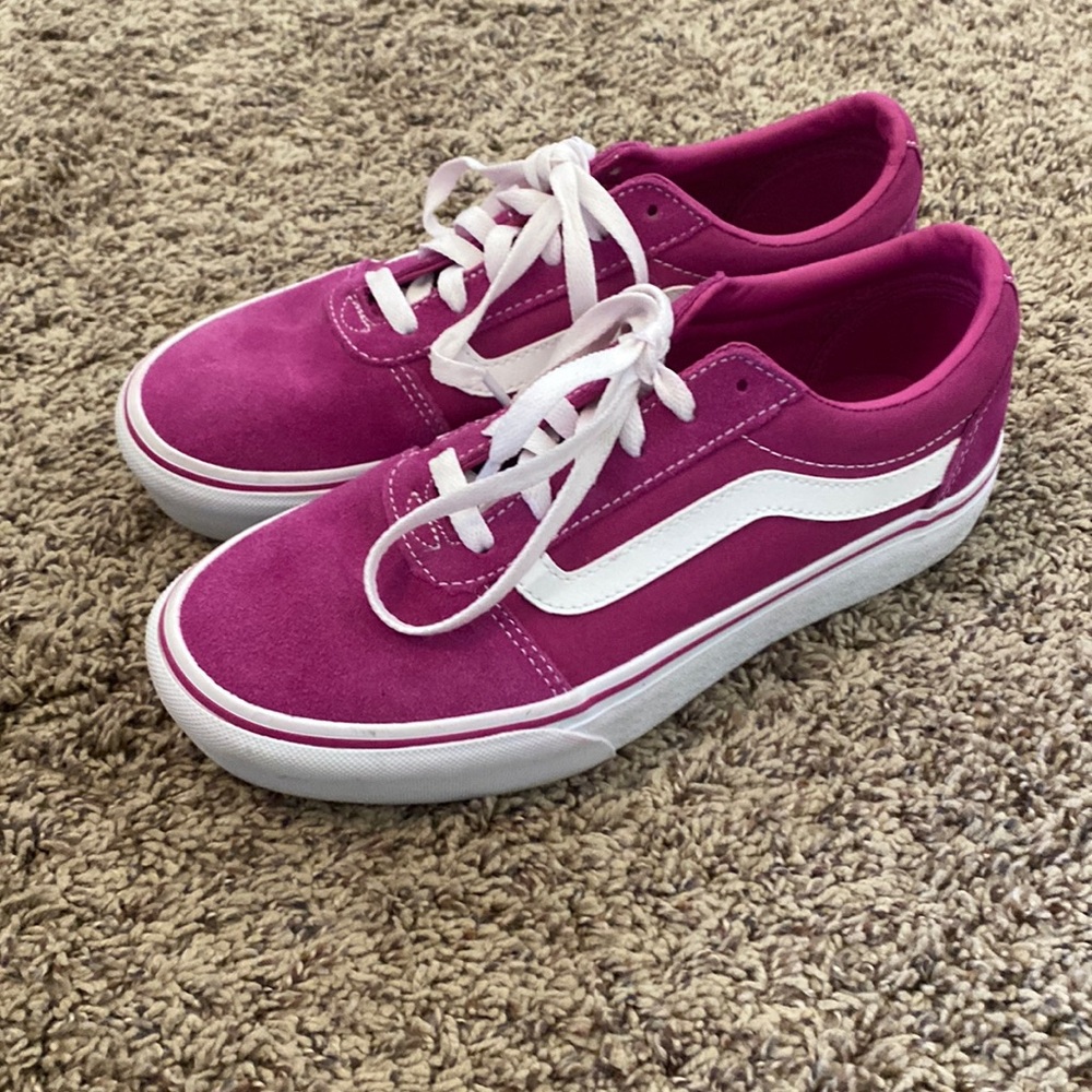 Magenta suede vans